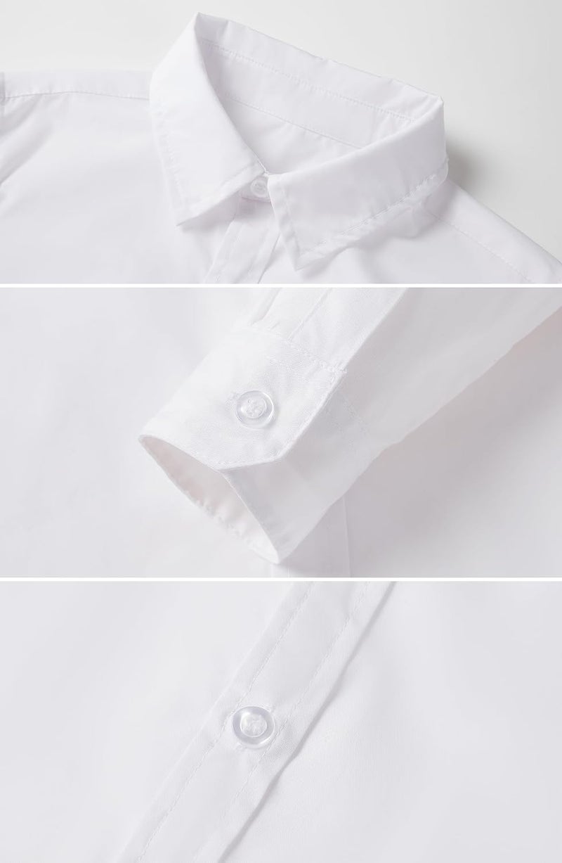 SOLOCOTE Girls White Dress Shirt Long Sleeve School Uniform Blouse Formal Button Down Top for Big Kids - Image 3